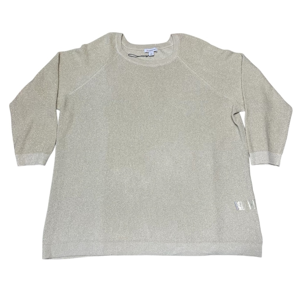 Liz Claiborne NWT - Womens Beige Metallic Thread Oversized Sweater Sz. 3X-4X